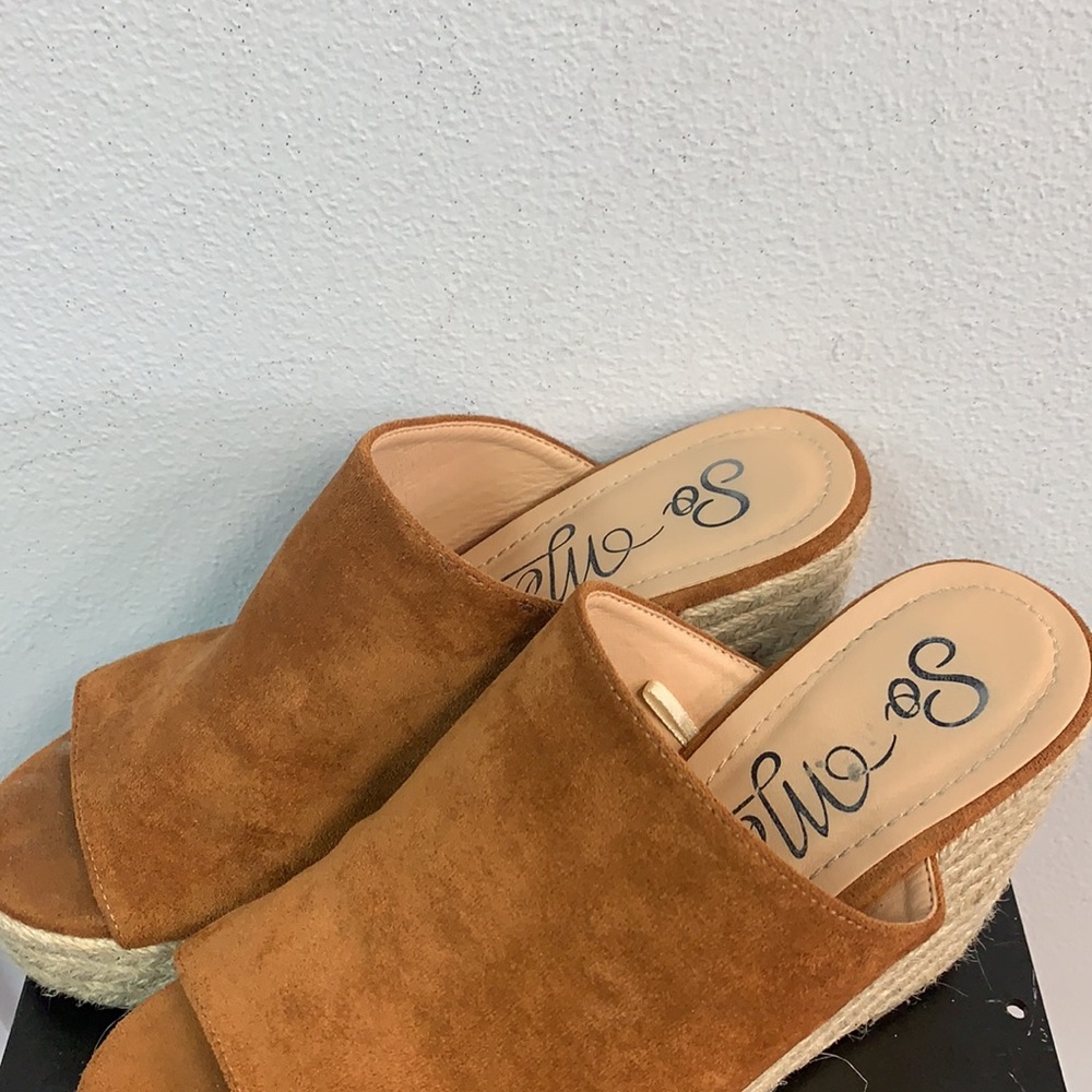 So Me Raffia Wedge Sandals View 4